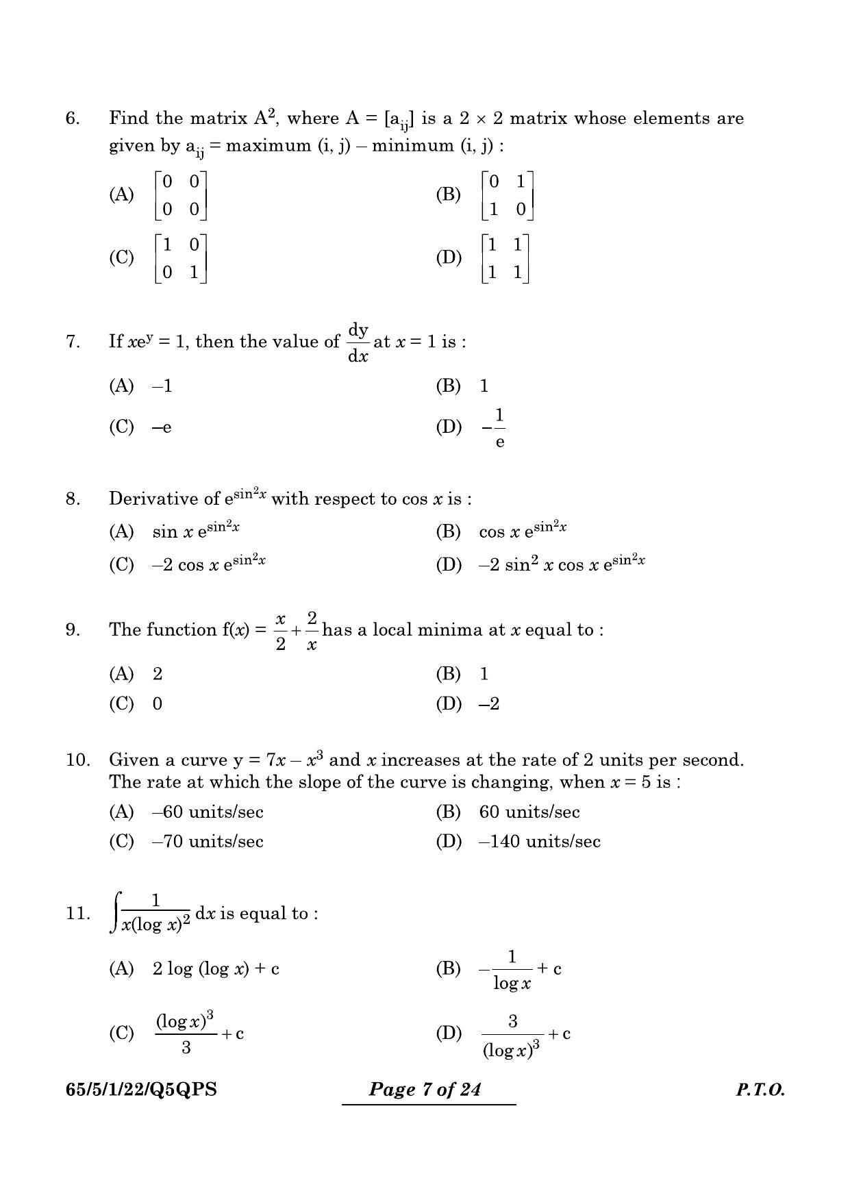 CBSE Class 12 65-5-1 Mathematics 2024 Question Paper - Page 7
