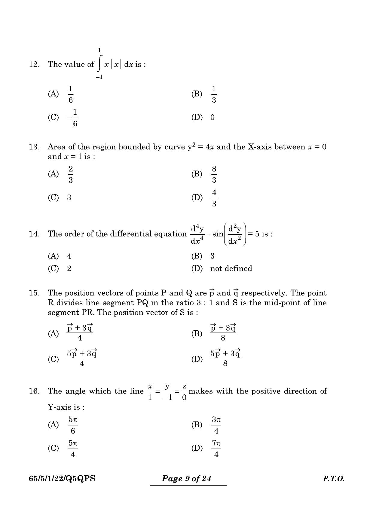 CBSE Class 12 65-5-1 Mathematics 2024 Question Paper - Page 9