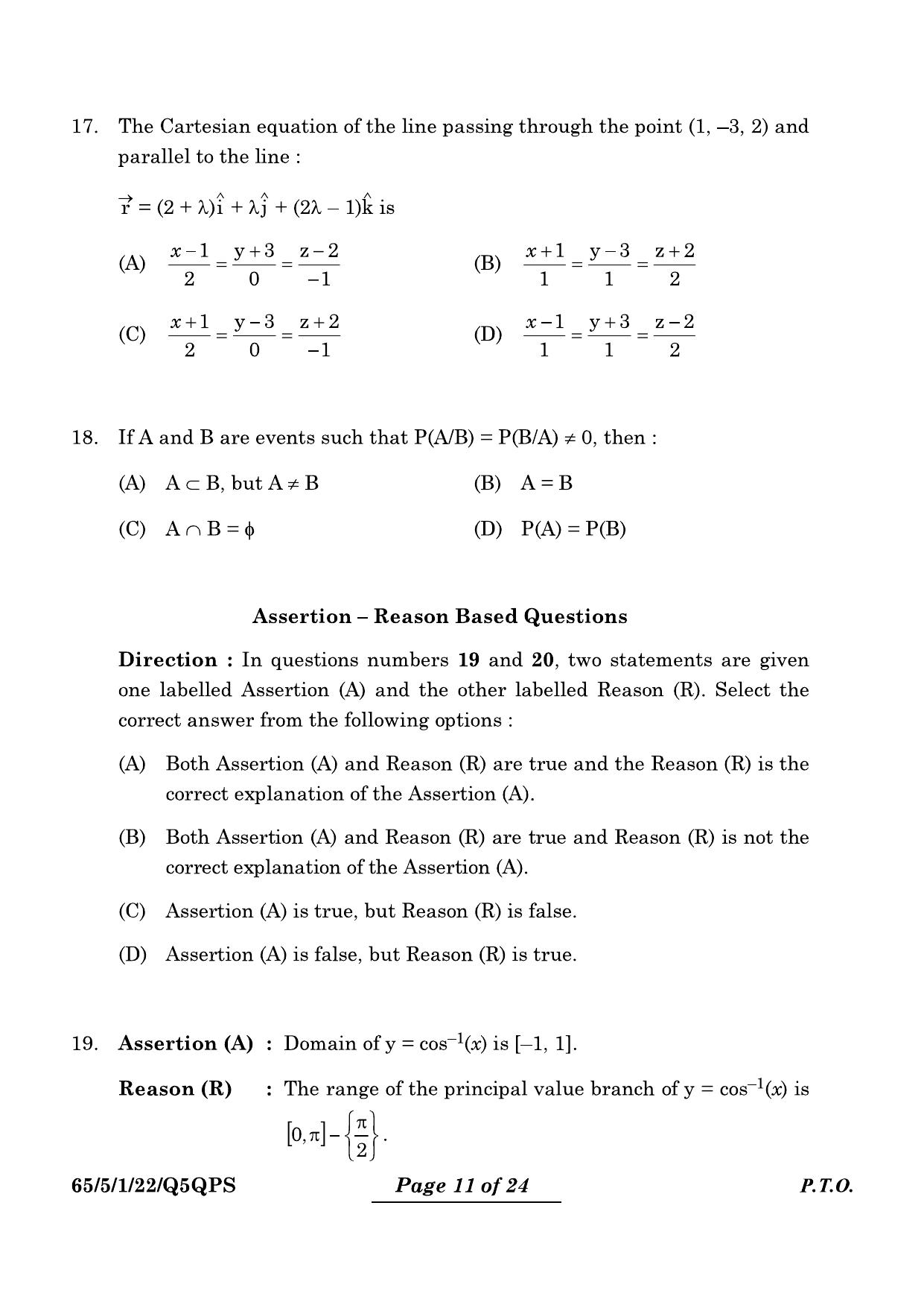 CBSE Class 12 65-5-1 Mathematics 2024 Question Paper - Page 11