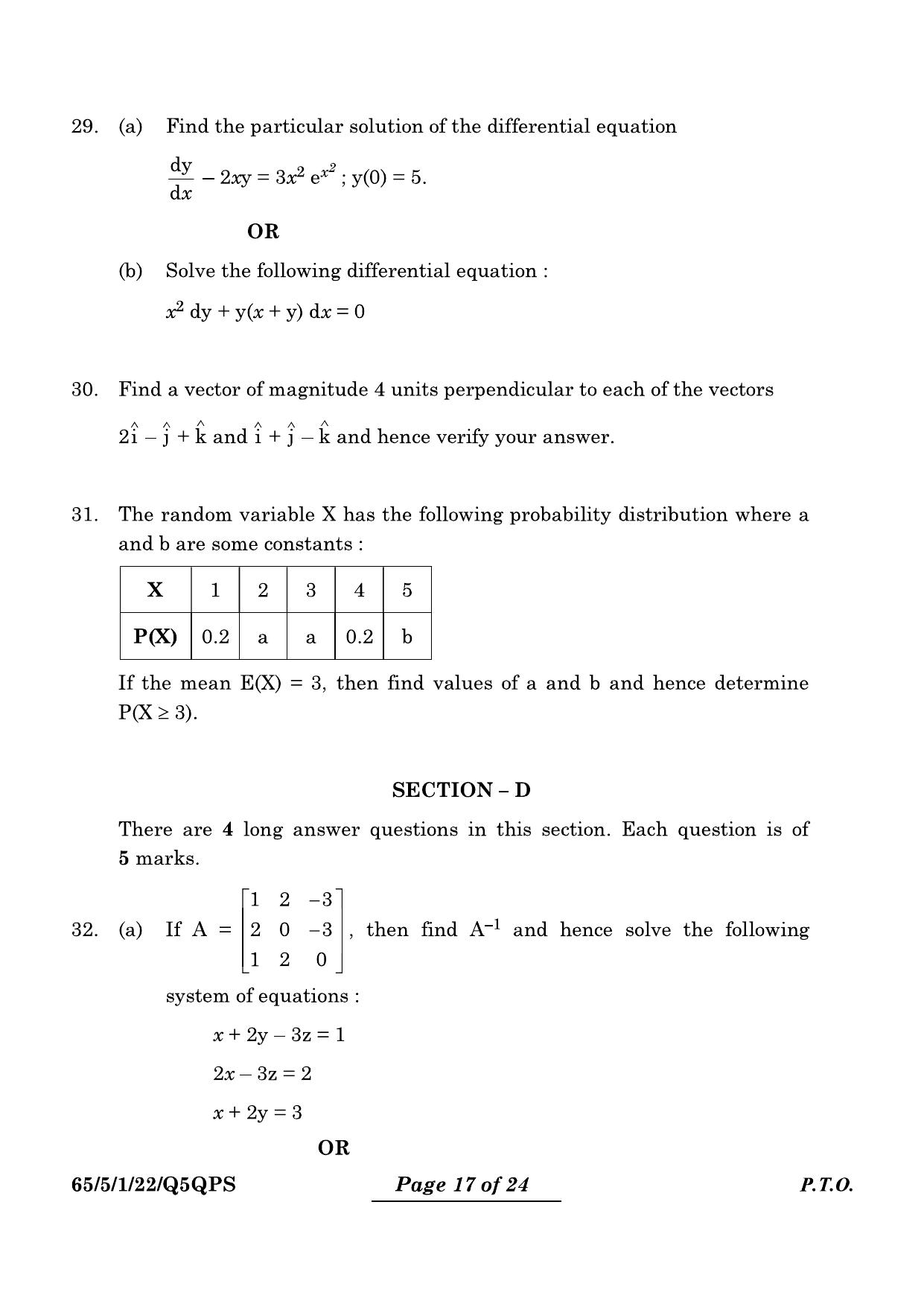 CBSE Class 12 65-5-1 Mathematics 2024 Question Paper - Page 17
