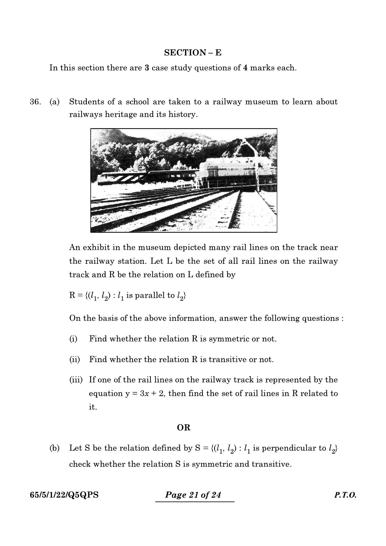 CBSE Class 12 65-5-1 Mathematics 2024 Question Paper - Page 21