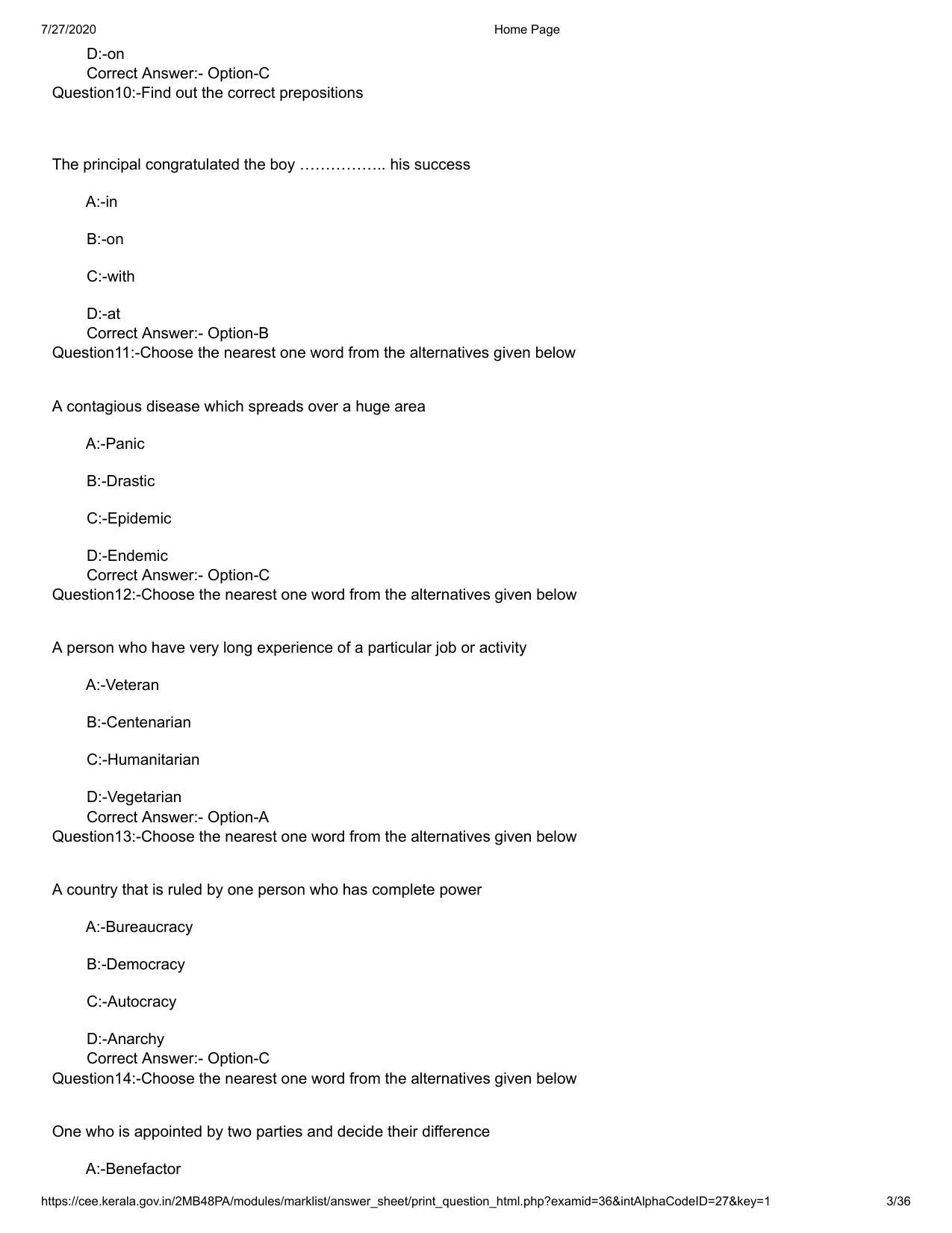 Kerala 2020 LLB 3-Year Question Paper with Answer Key - Page 3