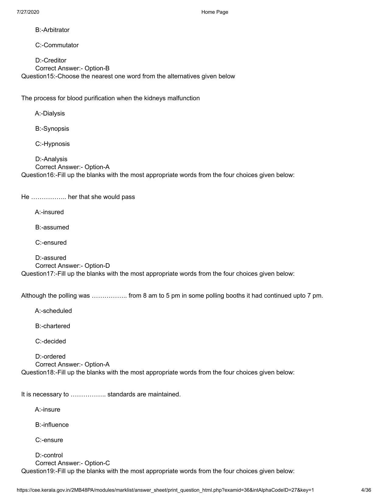 Kerala 2020 LLB 3-Year Question Paper with Answer Key - Page 4