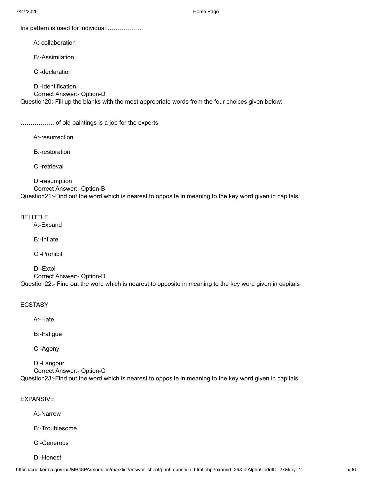 Kerala 2020 LLB 3-Year Question Paper with Answer Key - Page 5
