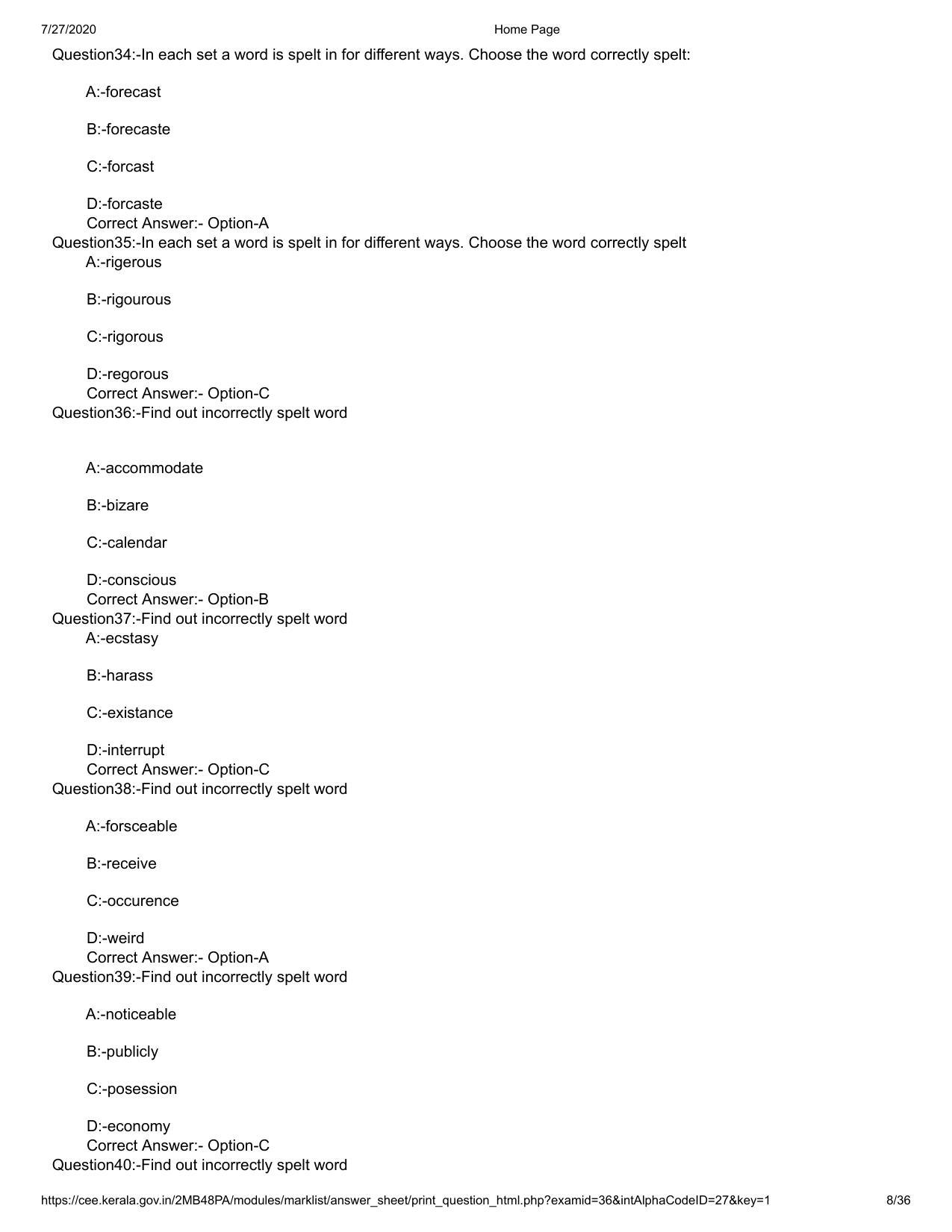 Kerala 2020 LLB 3-Year Question Paper with Answer Key - Page 8