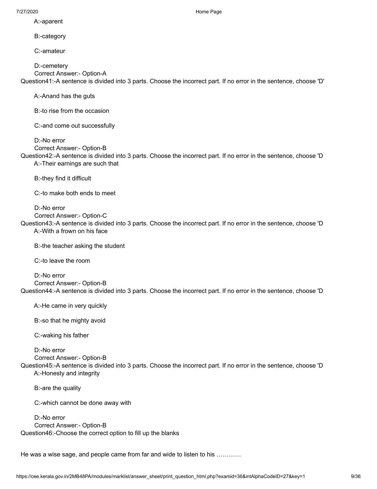 Kerala 2020 LLB 3-Year Question Paper with Answer Key - Page 9