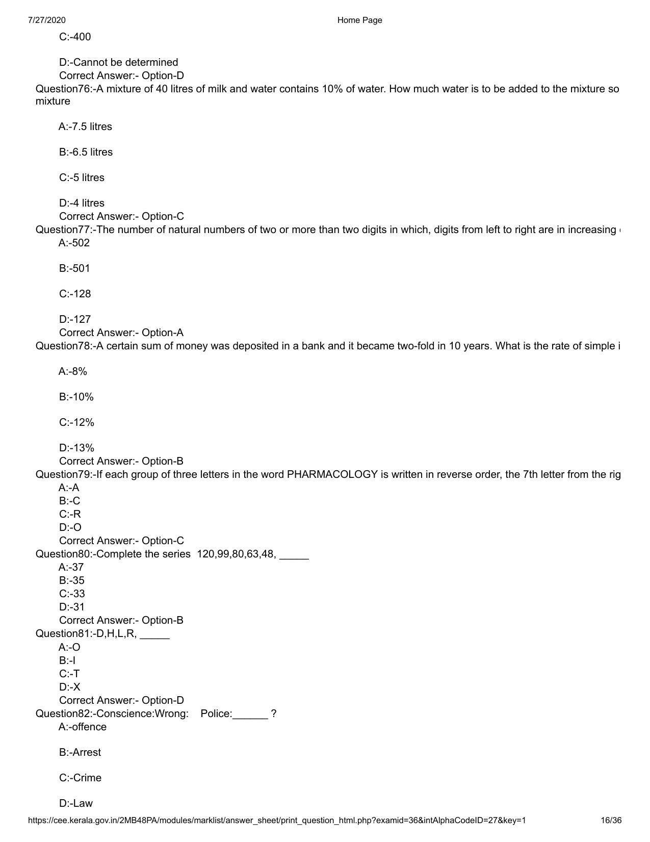 Kerala 2020 LLB 3-Year Question Paper with Answer Key - Page 16