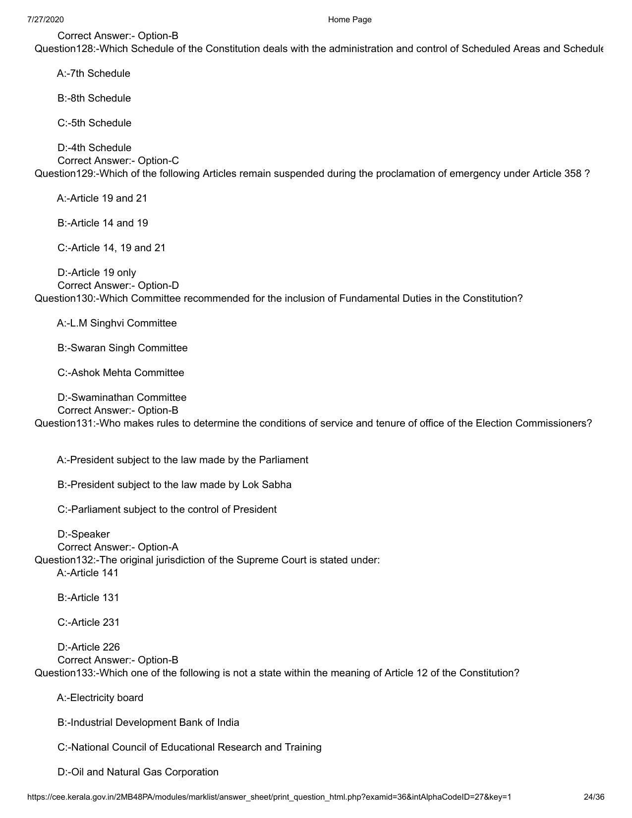 Kerala 2020 LLB 3-Year Question Paper with Answer Key - Page 24