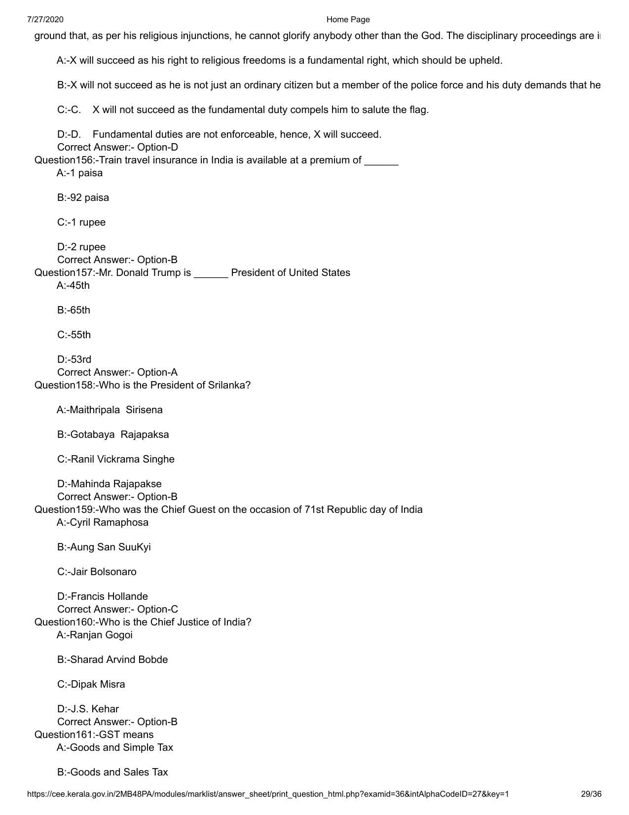 Kerala 2020 LLB 3-Year Question Paper with Answer Key - Page 29