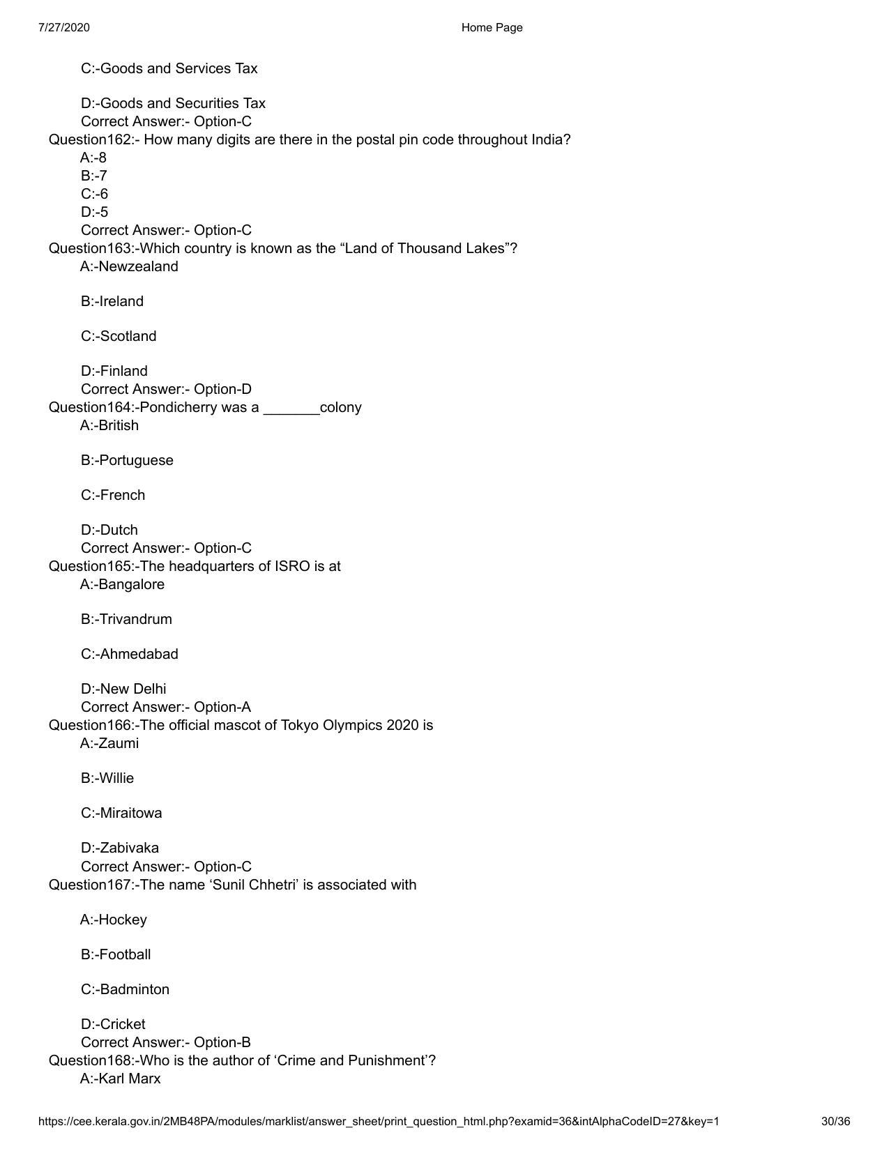 Kerala 2020 LLB 3-Year Question Paper with Answer Key - Page 30