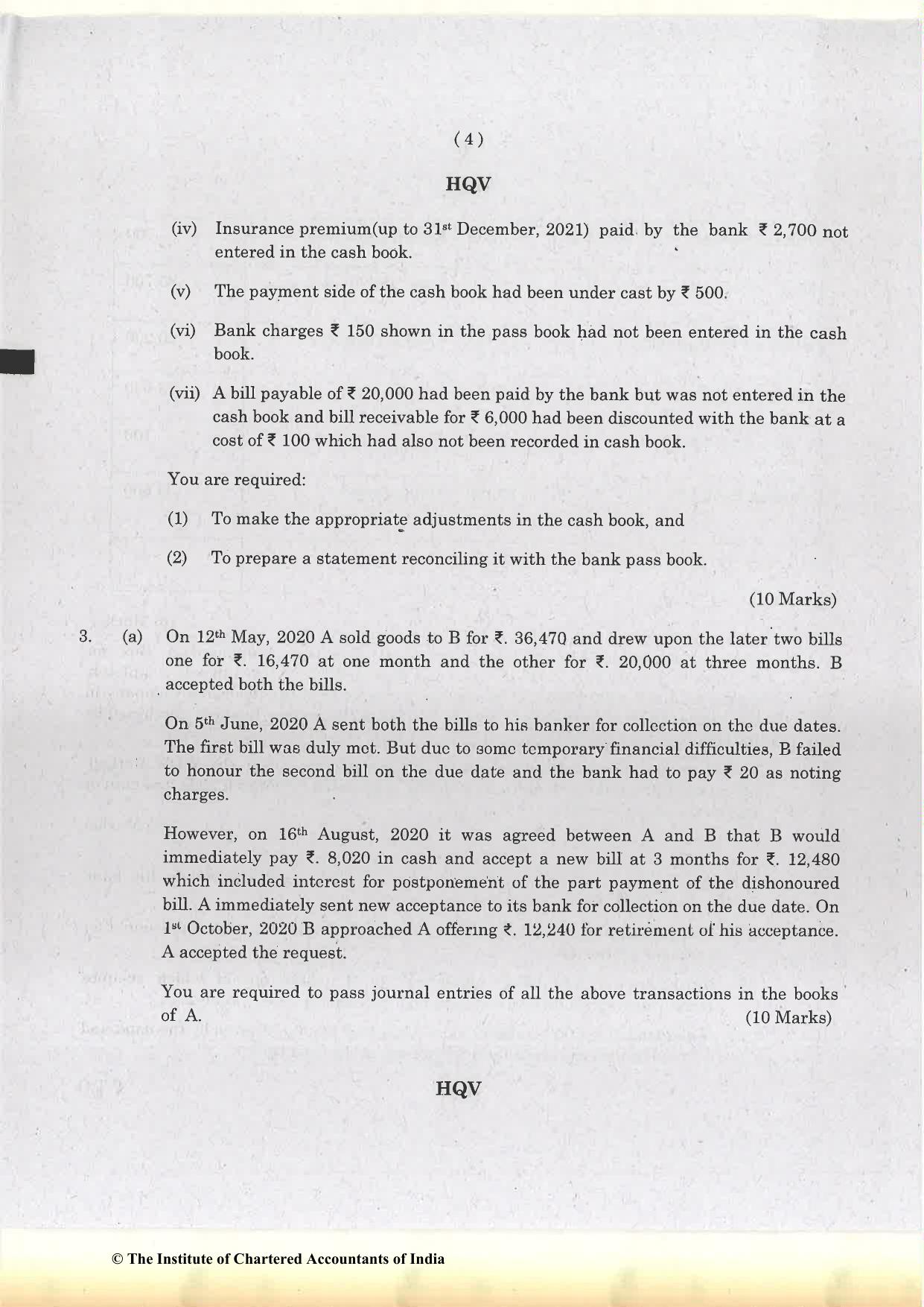 CA Foundation December 2021 Question Paper - Paper 1 (Principles and Practice of Accounting) - Page 4