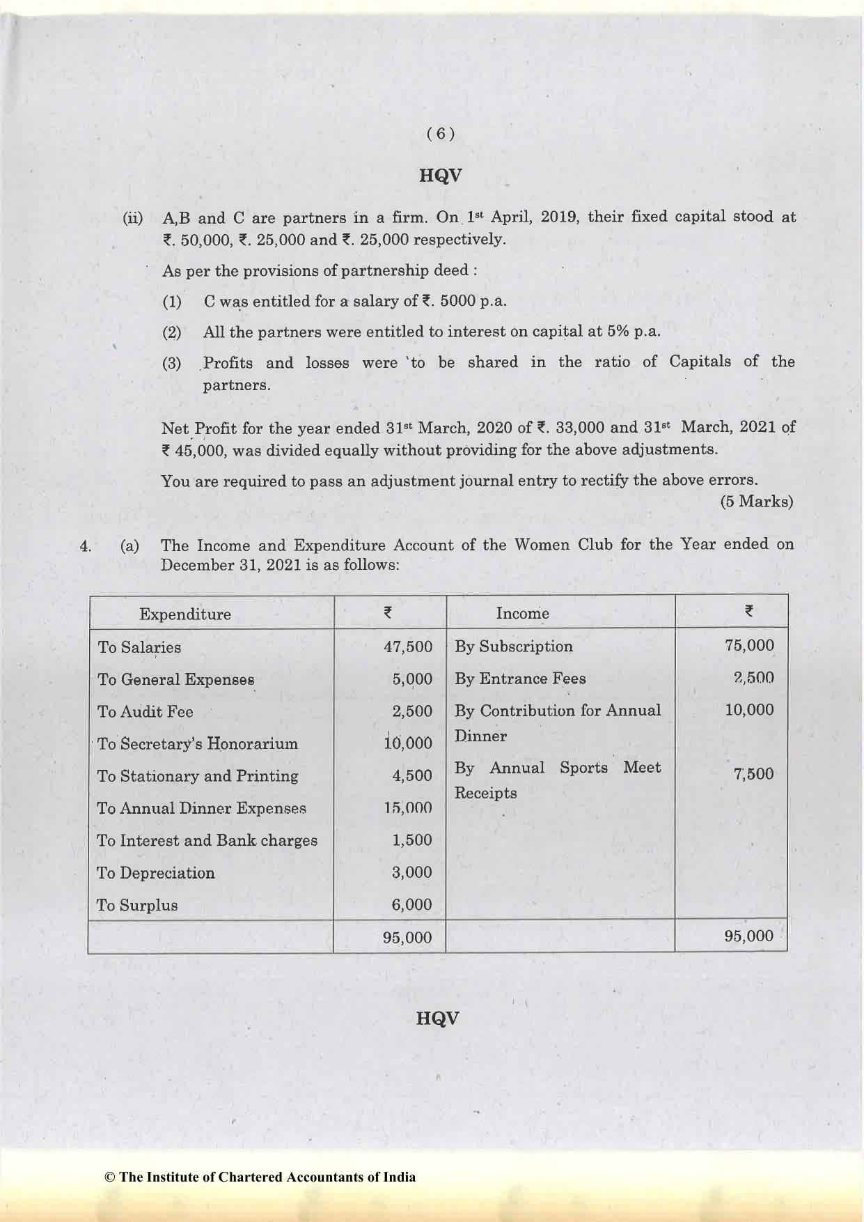 CA Foundation December 2021 Question Paper - Paper 1 (Principles and Practice of Accounting) - Page 6