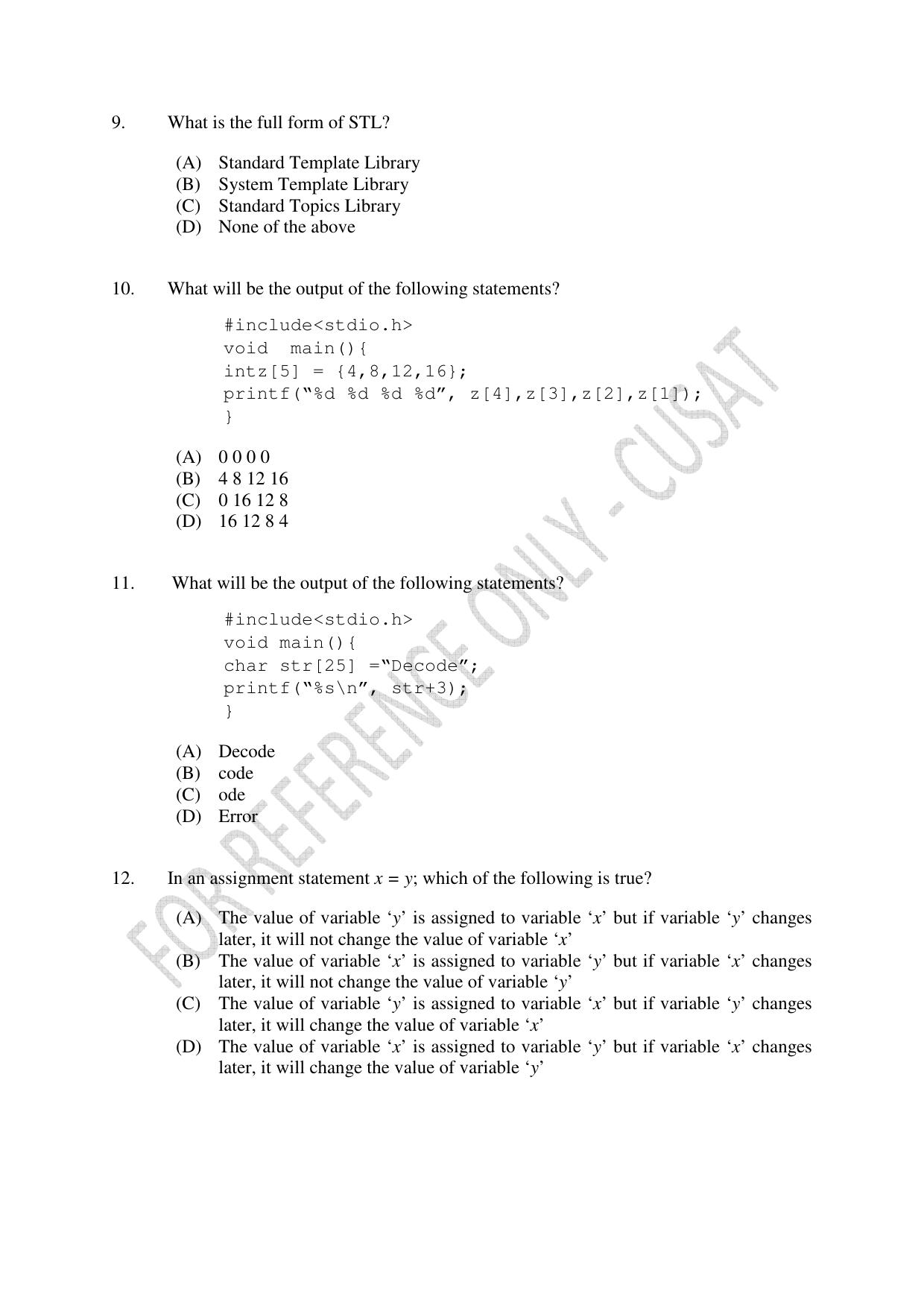 CUSAT CAT 2023 MSC Computer Science Final Question Paper - Page 3