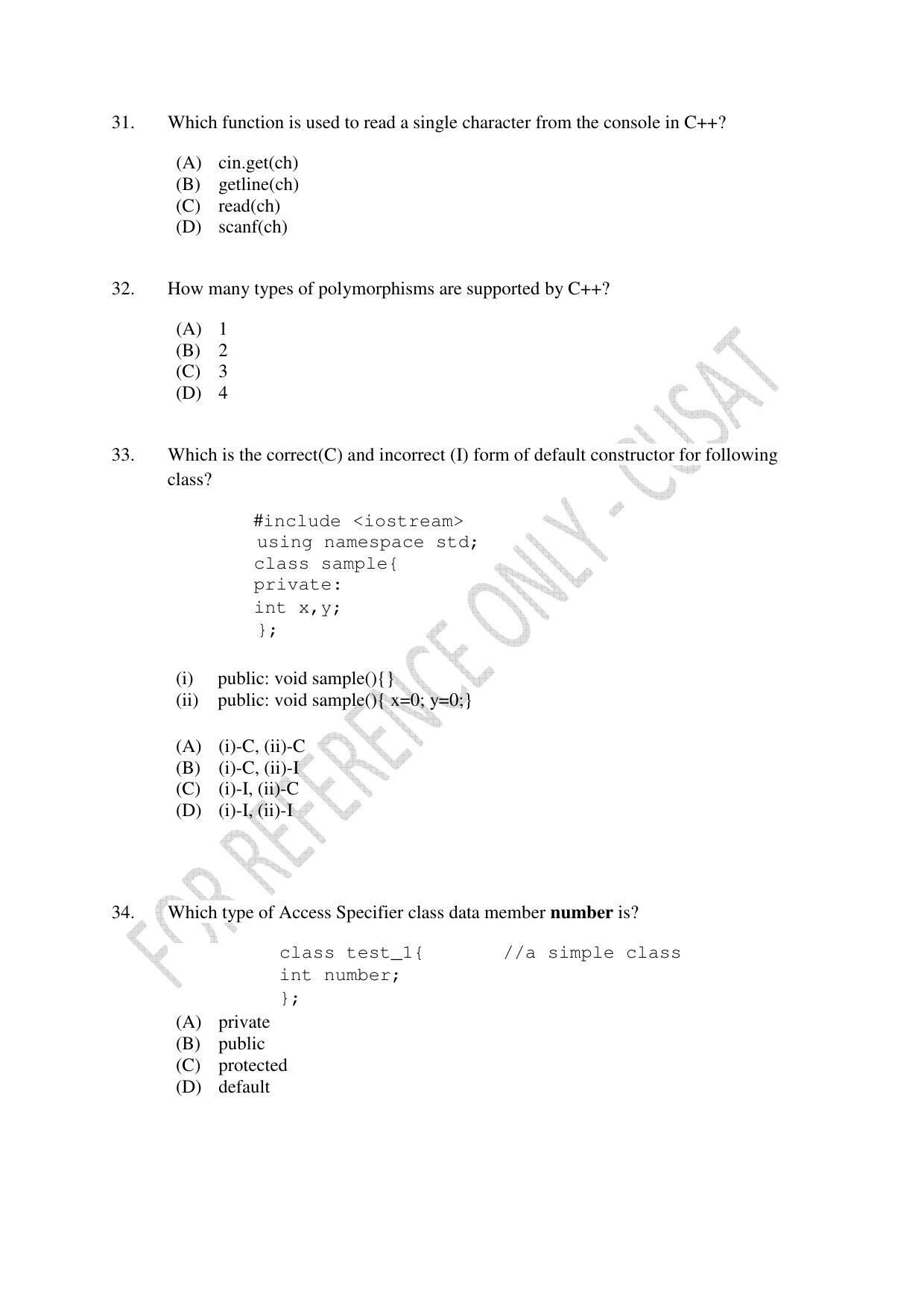 CUSAT CAT 2023 MSC Computer Science Final Question Paper - Page 8