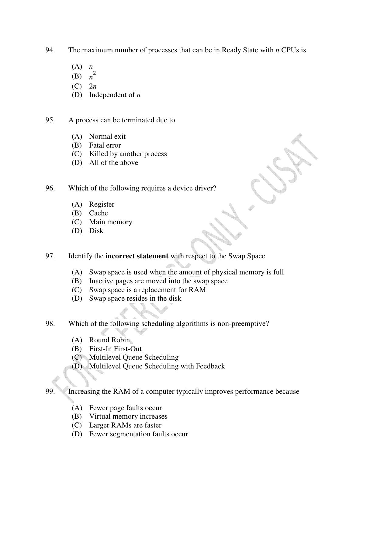 CUSAT CAT 2023 MSC Computer Science Final Question Paper - Page 21