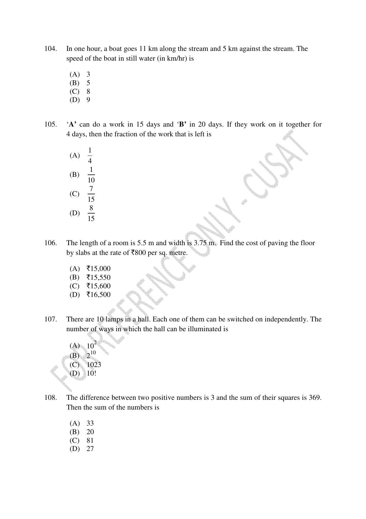 CUSAT CAT 2023 MSC Computer Science Final Question Paper - Page 23