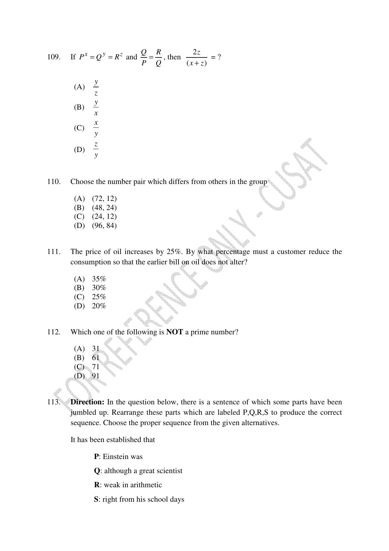 CUSAT CAT 2023 MSC Computer Science Final Question Paper - Page 24