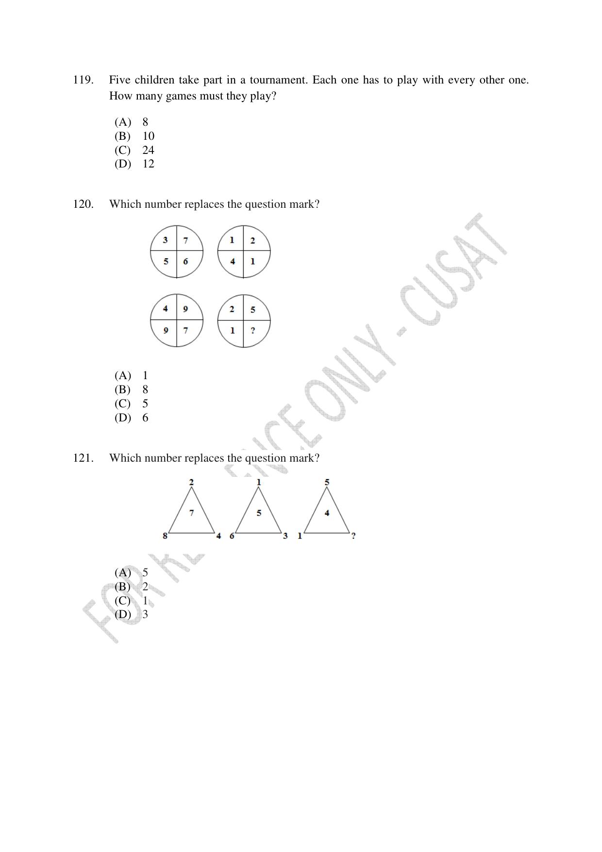 CUSAT CAT 2023 MSC Computer Science Final Question Paper - Page 27