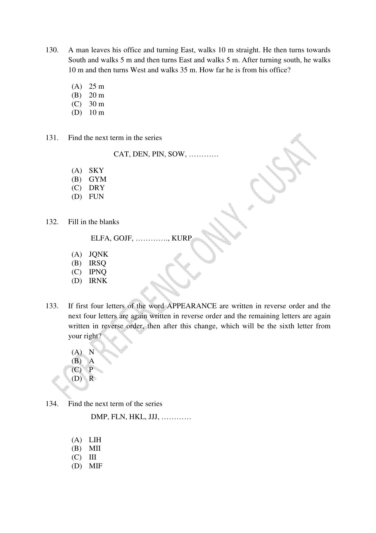 CUSAT CAT 2023 MSC Computer Science Final Question Paper - Page 32