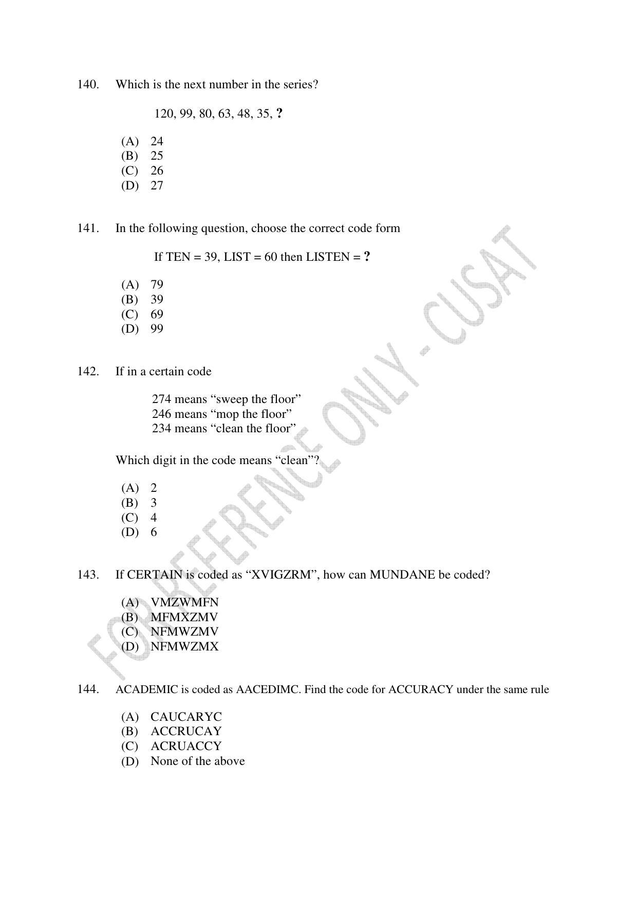 CUSAT CAT 2023 MSC Computer Science Final Question Paper - Page 34