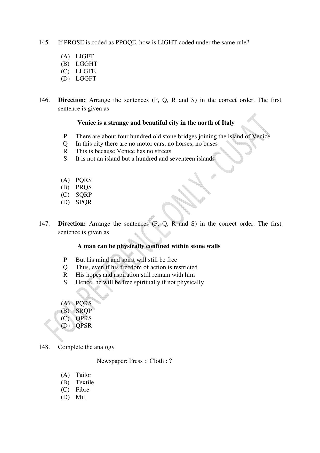 CUSAT CAT 2023 MSC Computer Science Final Question Paper - Page 35