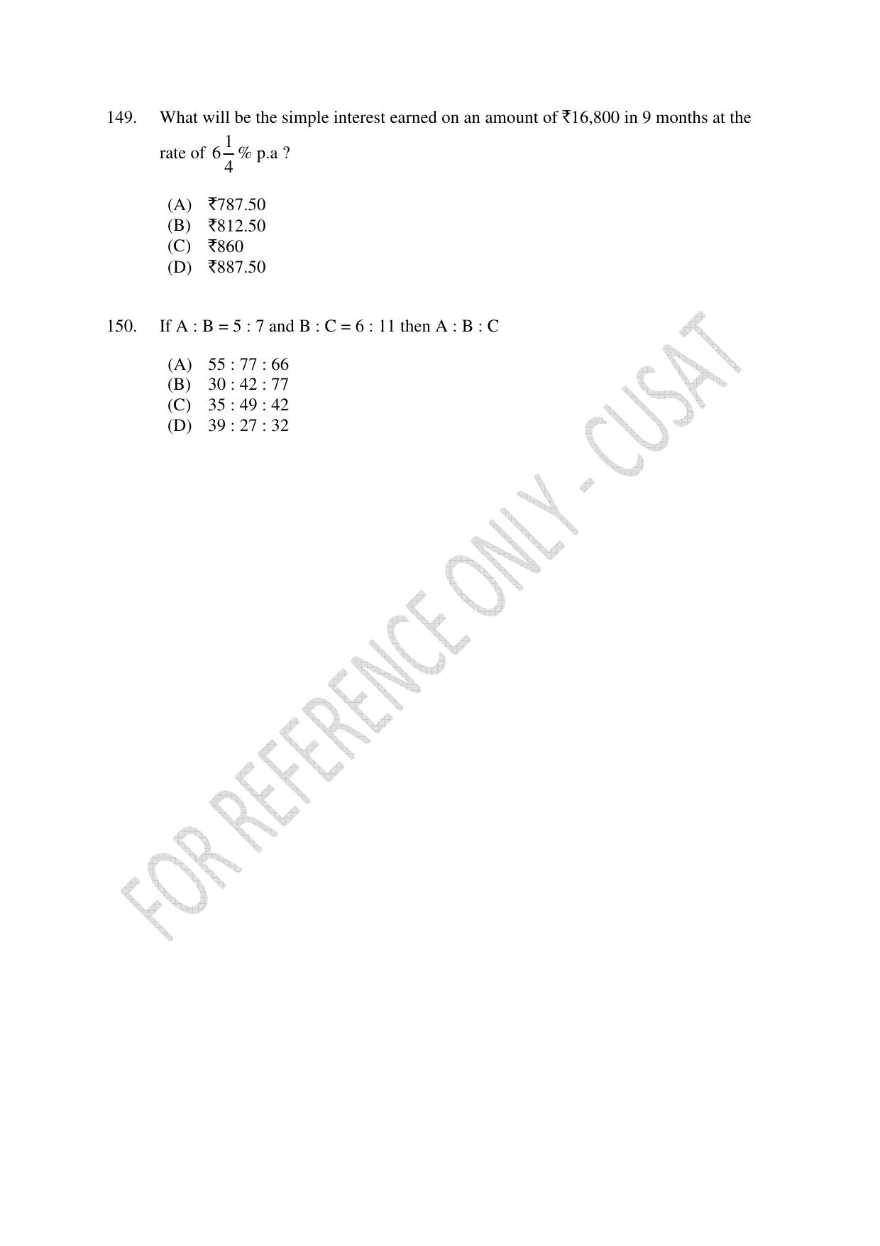 CUSAT CAT 2023 MSC Computer Science Final Question Paper - Page 36