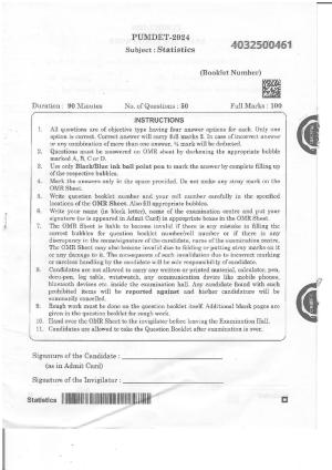 PUMDET 2024 Statistics Question Paper