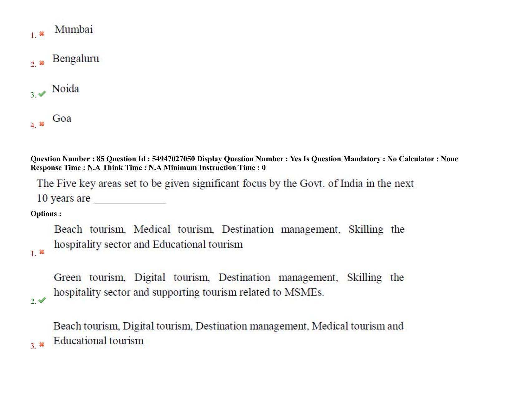 AP RCET 2022: Tourism Management -  18-10-2022 (Tuesday) Session-II: Question Paper With keys - Page 69