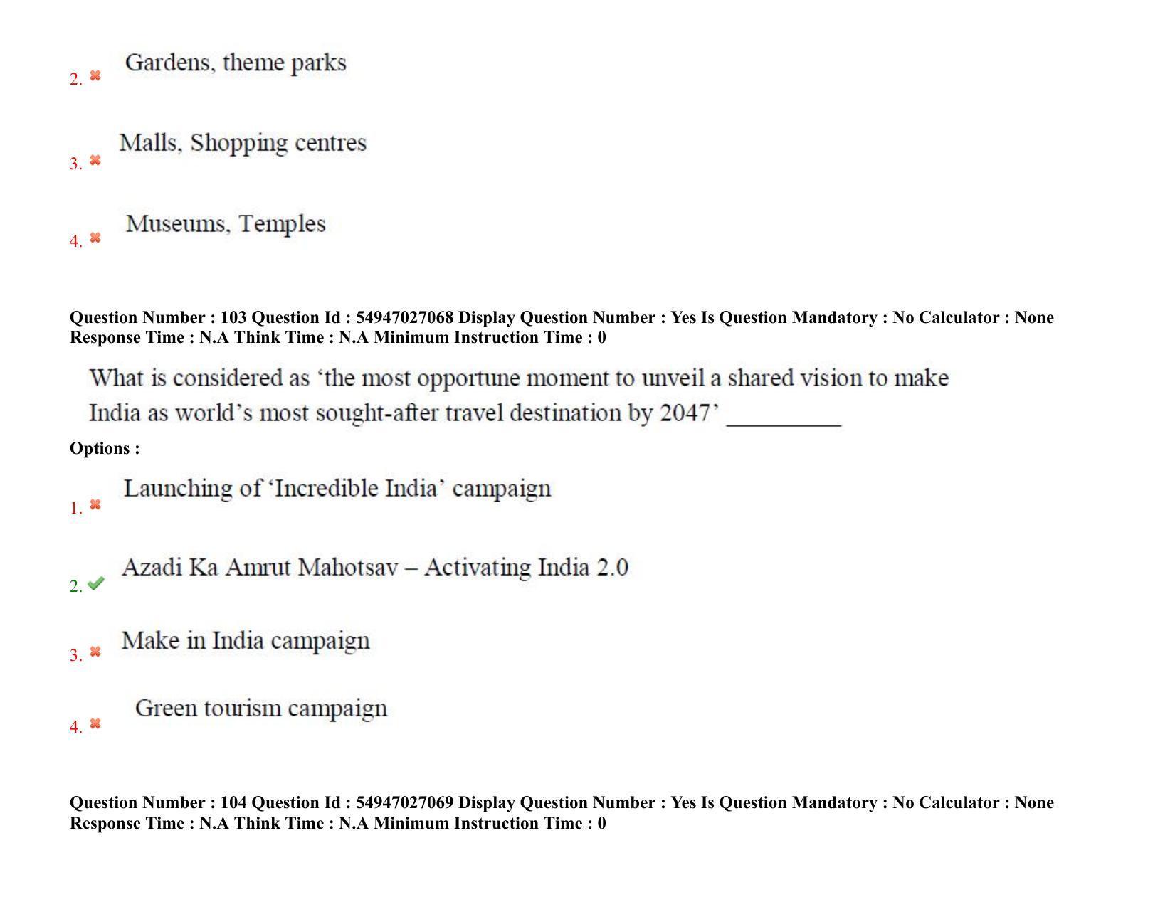 AP RCET 2022: Tourism Management -  18-10-2022 (Tuesday) Session-II: Question Paper With keys - Page 80