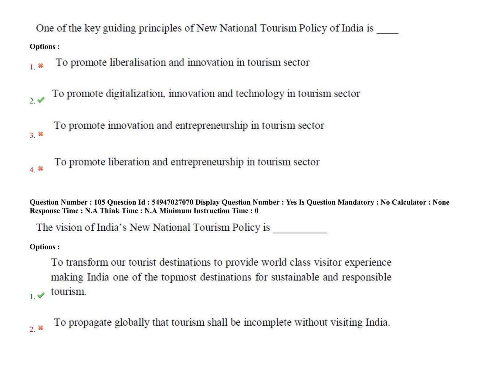 AP RCET 2022: Tourism Management -  18-10-2022 (Tuesday) Session-II: Question Paper With keys - Page 81