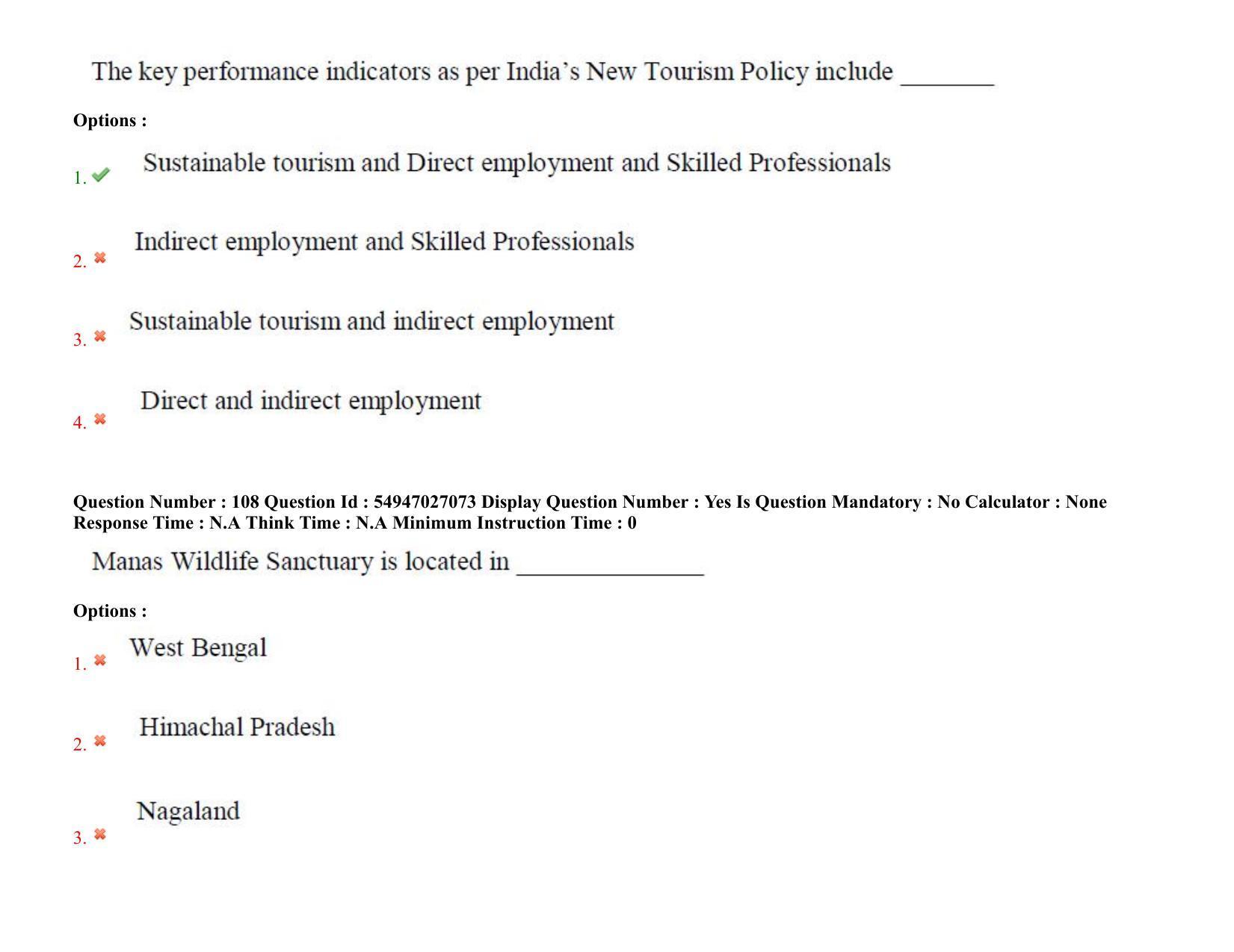 AP RCET 2022: Tourism Management -  18-10-2022 (Tuesday) Session-II: Question Paper With keys - Page 83