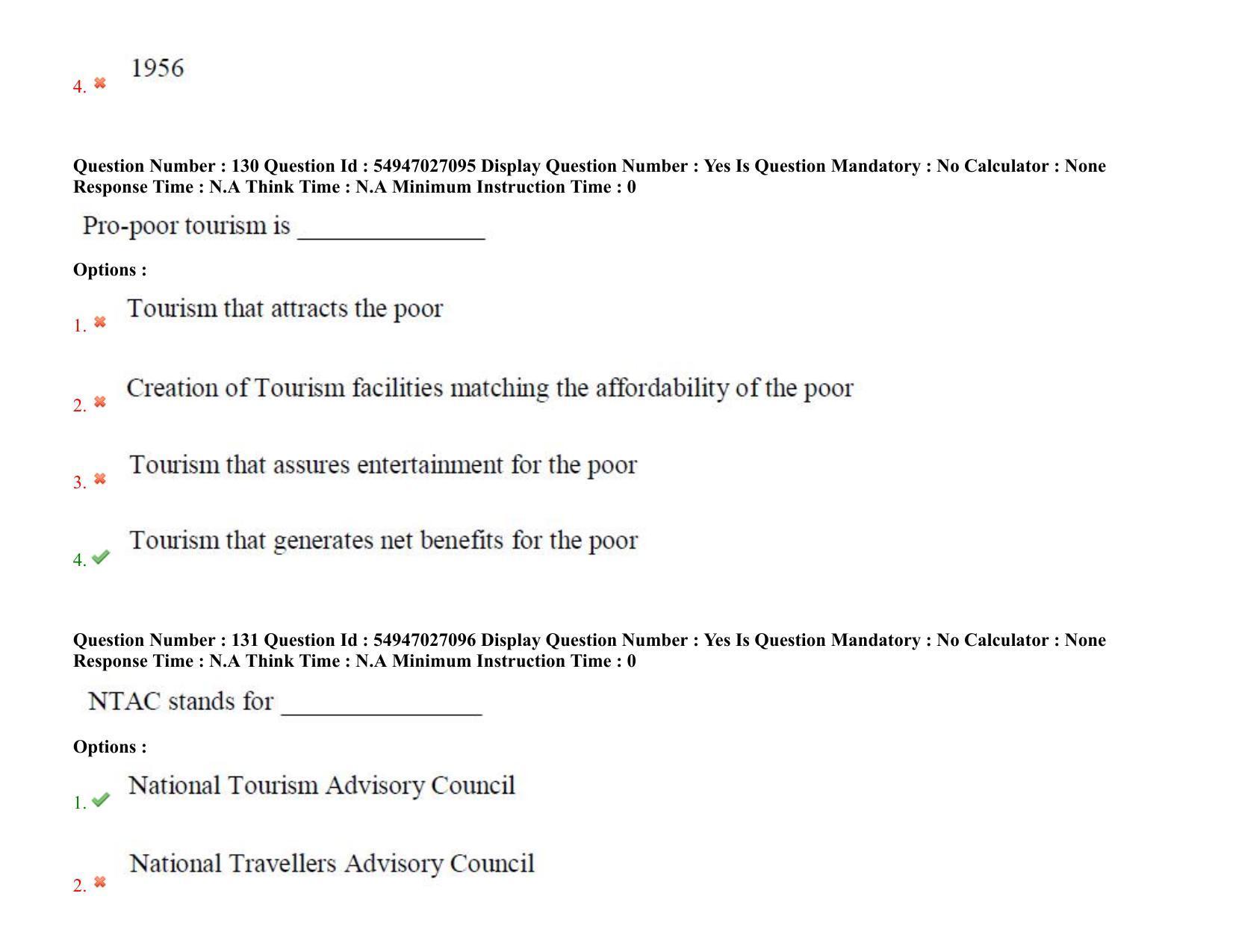 AP RCET 2022: Tourism Management -  18-10-2022 (Tuesday) Session-II: Question Paper With keys - Page 96