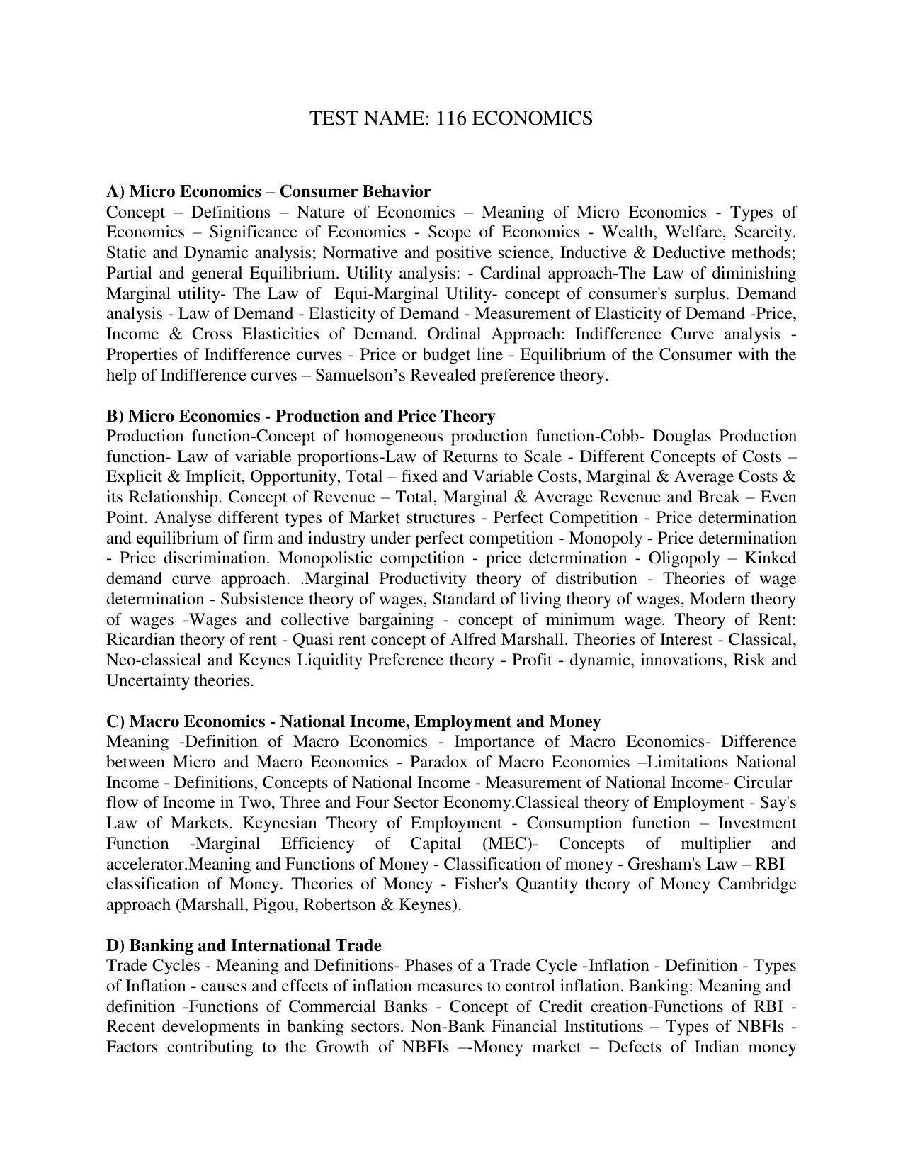 AP PGCET ECONOMICS Syllabus - Page 1
