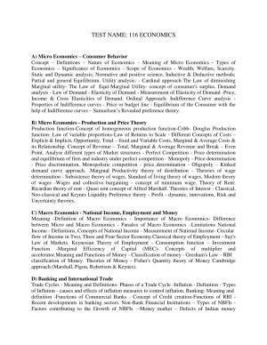 AP PGCET ECONOMICS Syllabus