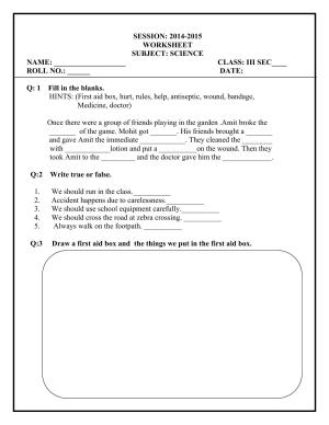 Worksheet for Class 3 Science Assignment 4