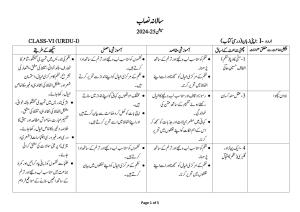 Edudel Class 6 Urdu-A (Urdu Medium) Syllabus 2025