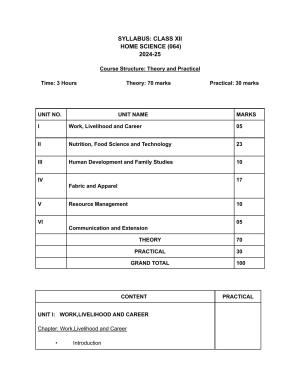 Edudel Class 12 Home Science (English Medium) Syllabus 2025