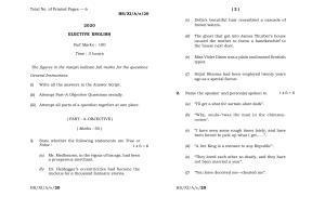 Meghalaya Board (MBOSE) Class 11 Elective English 2020 Question Paper