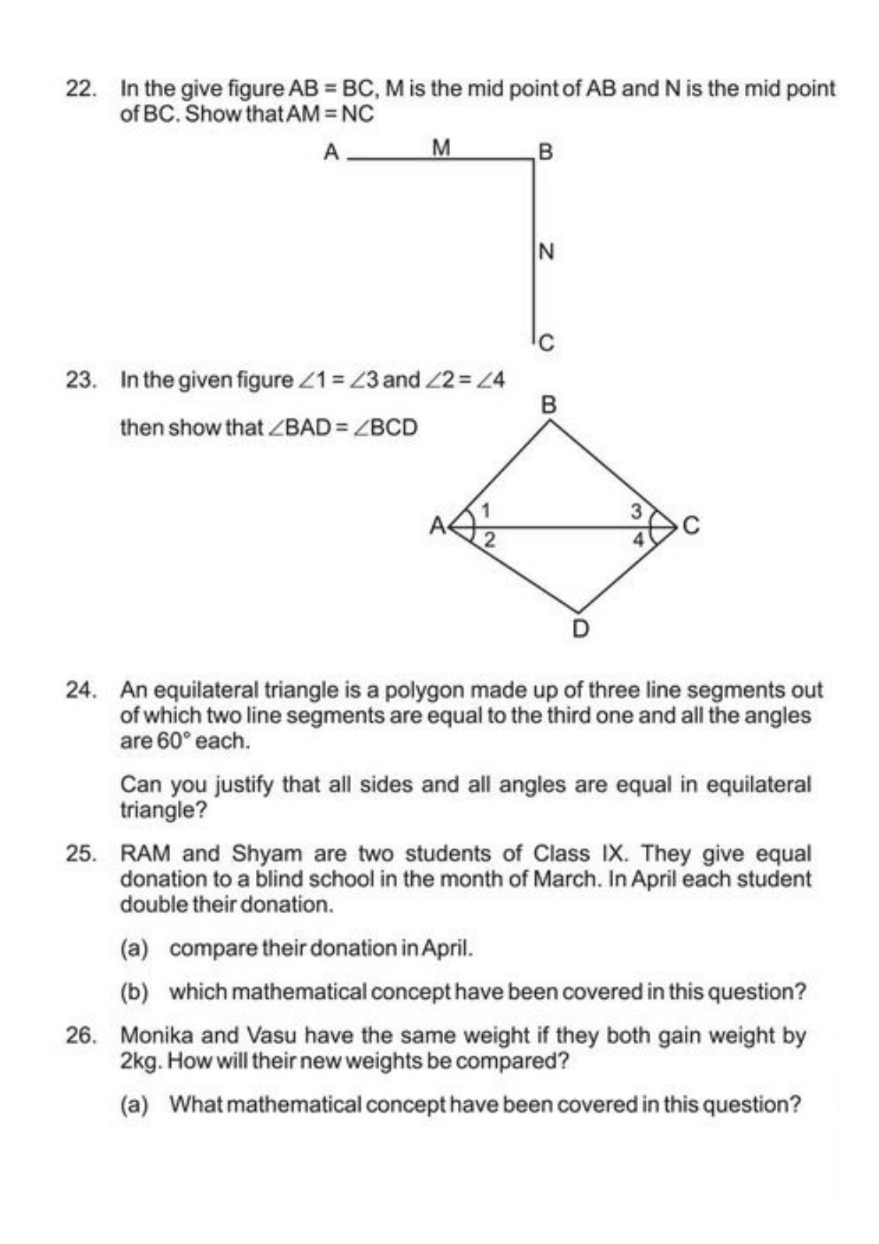 Class 9 Notes, Question & Practice Paper - Mathematics (Topic 5 : Euclid's Geometry) - Page 7