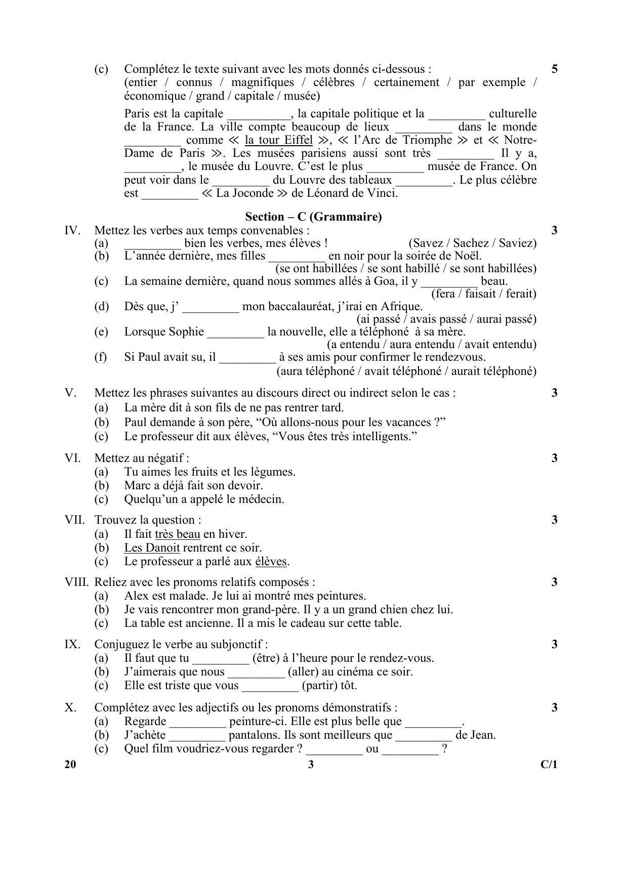 CBSE Class 10 20 (French) 2018 Compartment Question Paper - Page 3