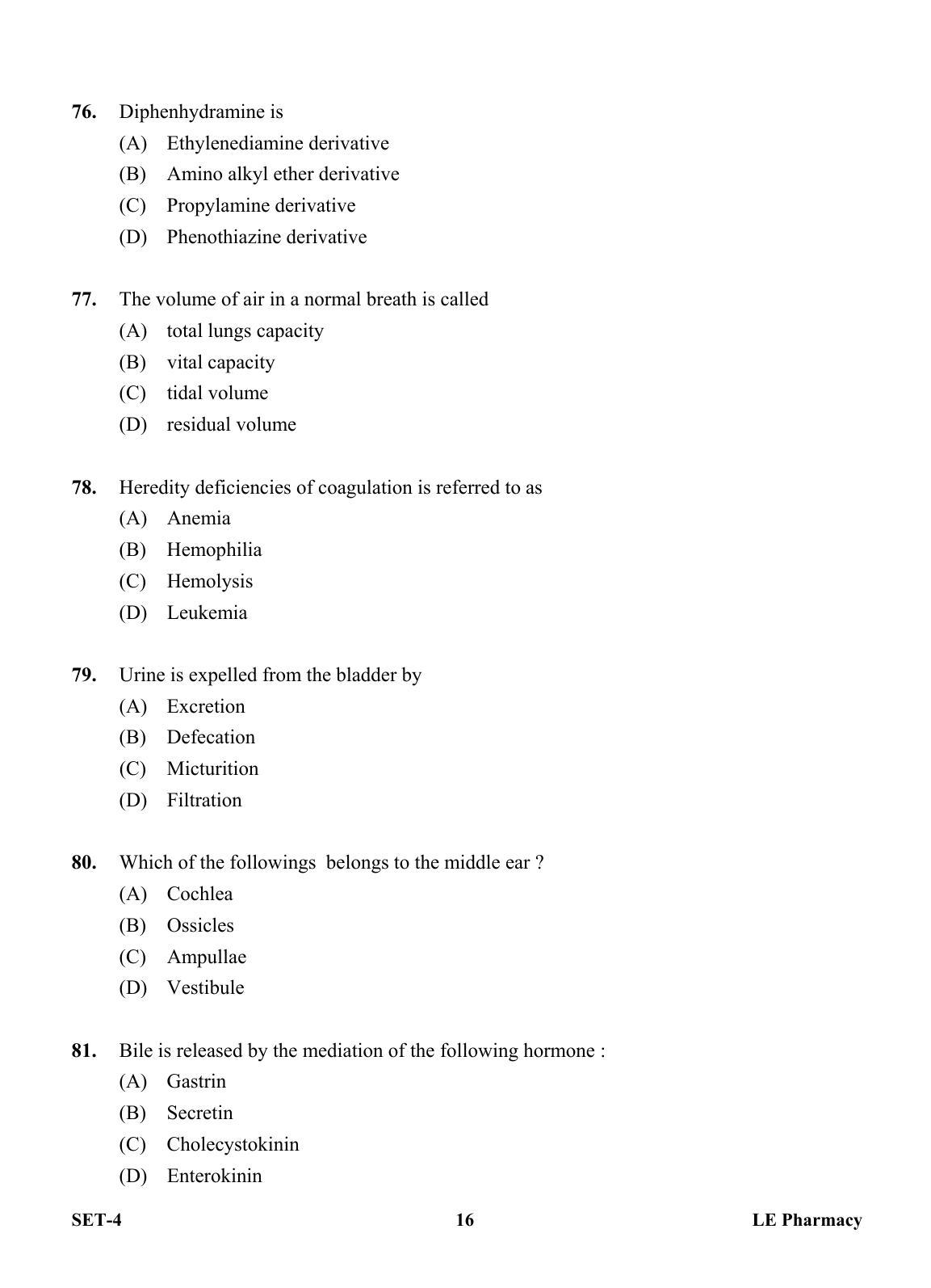OJEE 2013 LE Pharm Set 4 Question Paper - Page 15