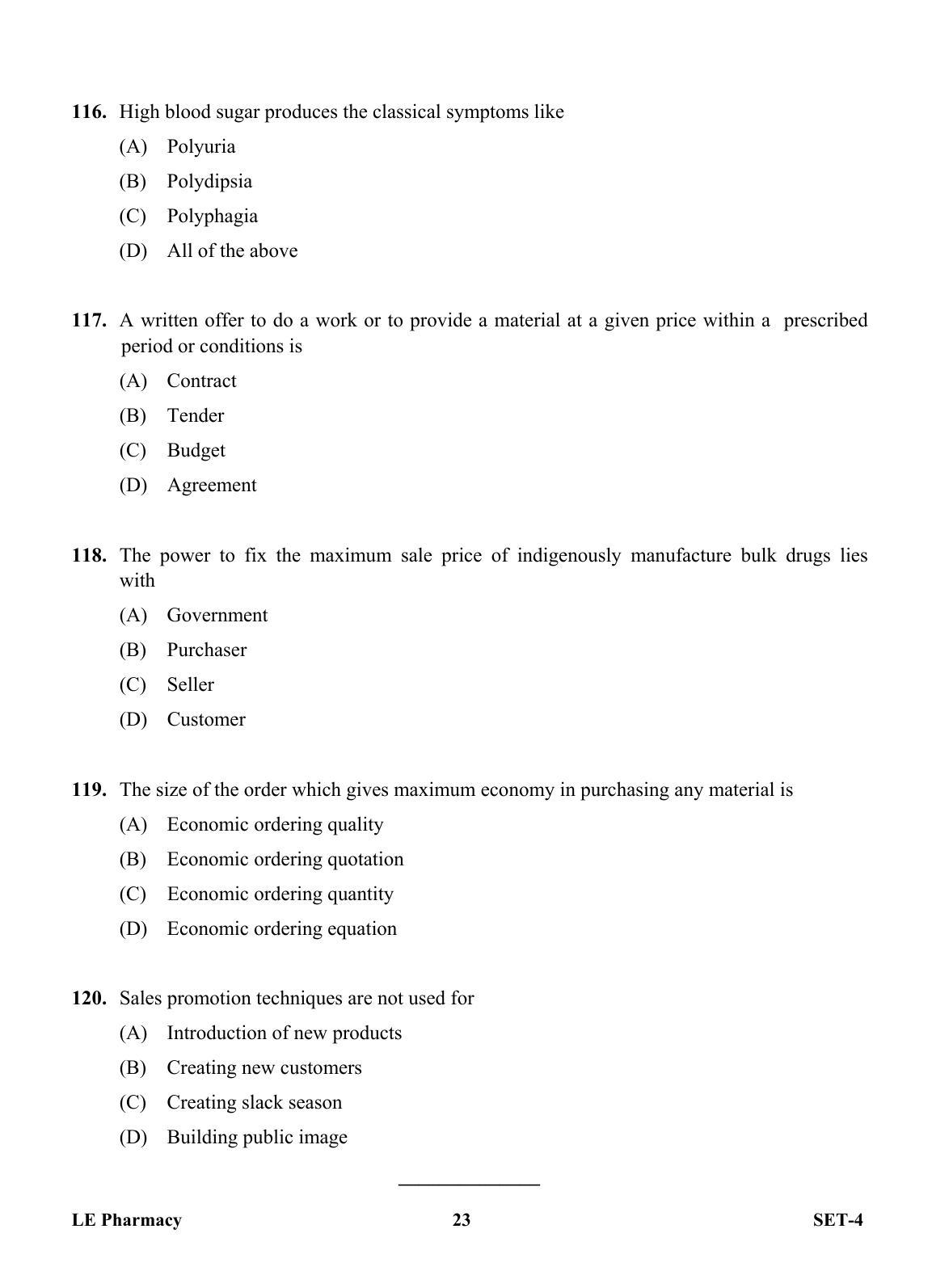 OJEE 2013 LE Pharm Set 4 Question Paper - Page 22