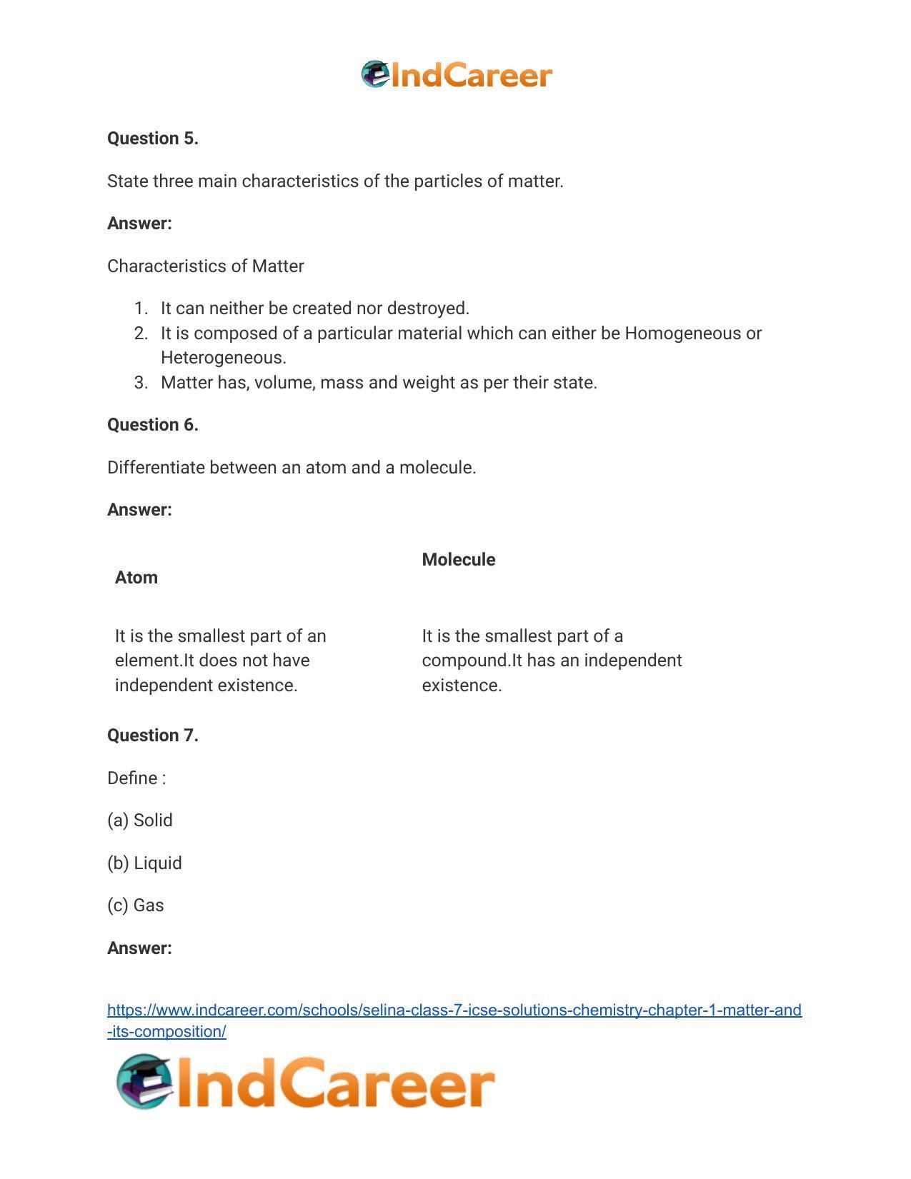 Selina Class 7 ICSE Solutions Chemistry : Chapter 1- Matter and Its Composition - Page 4