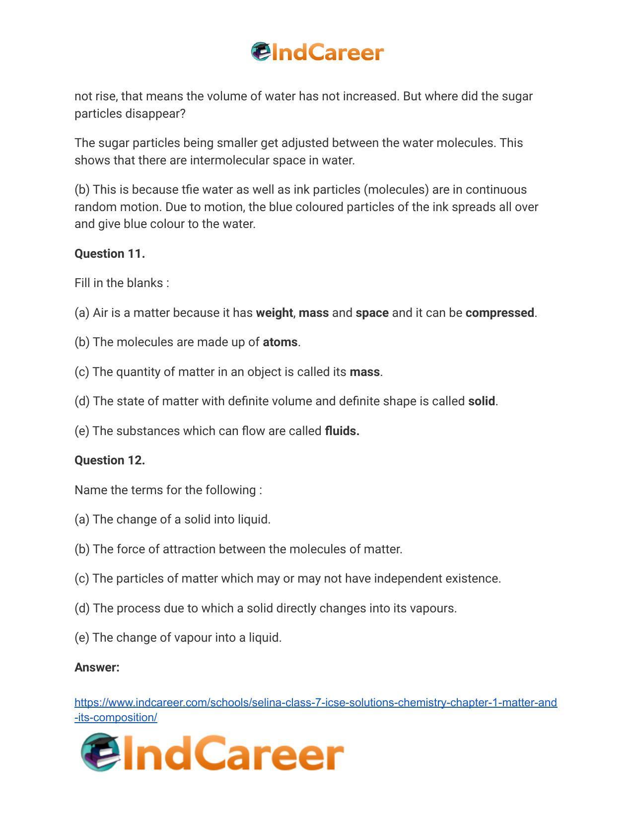 Selina Class 7 ICSE Solutions Chemistry : Chapter 1- Matter and Its Composition - Page 7