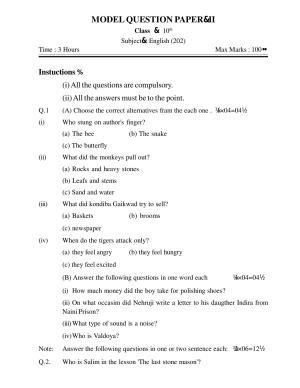CGSOS Class 10th Model Question Paper - English - II
