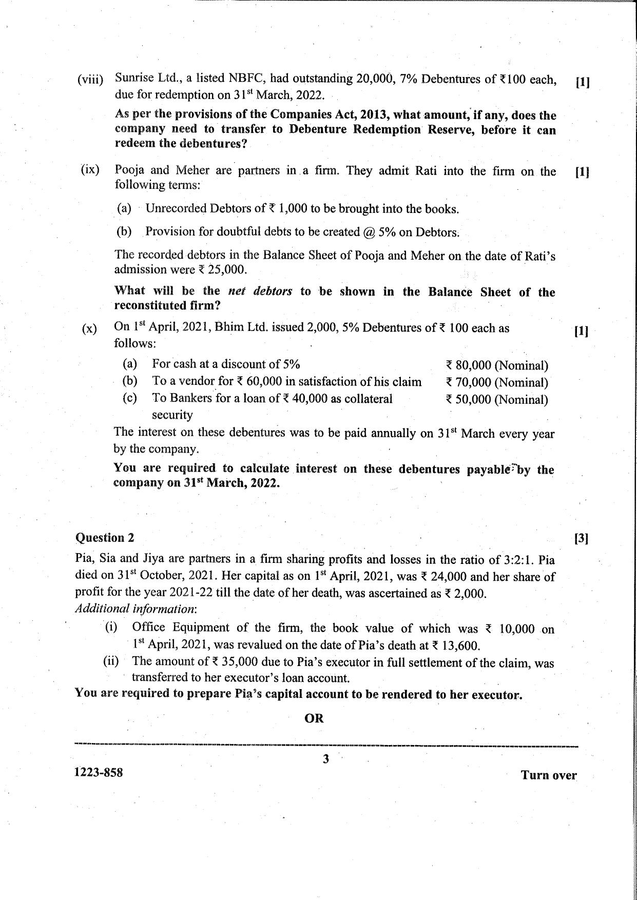 ISC Class 12 Accounts 2023 Question Paper - Page 3