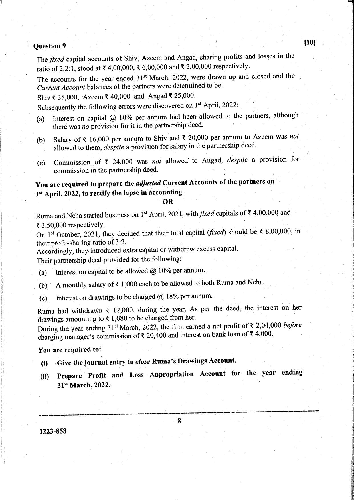 ISC Class 12 Accounts 2023 Question Paper - Page 8