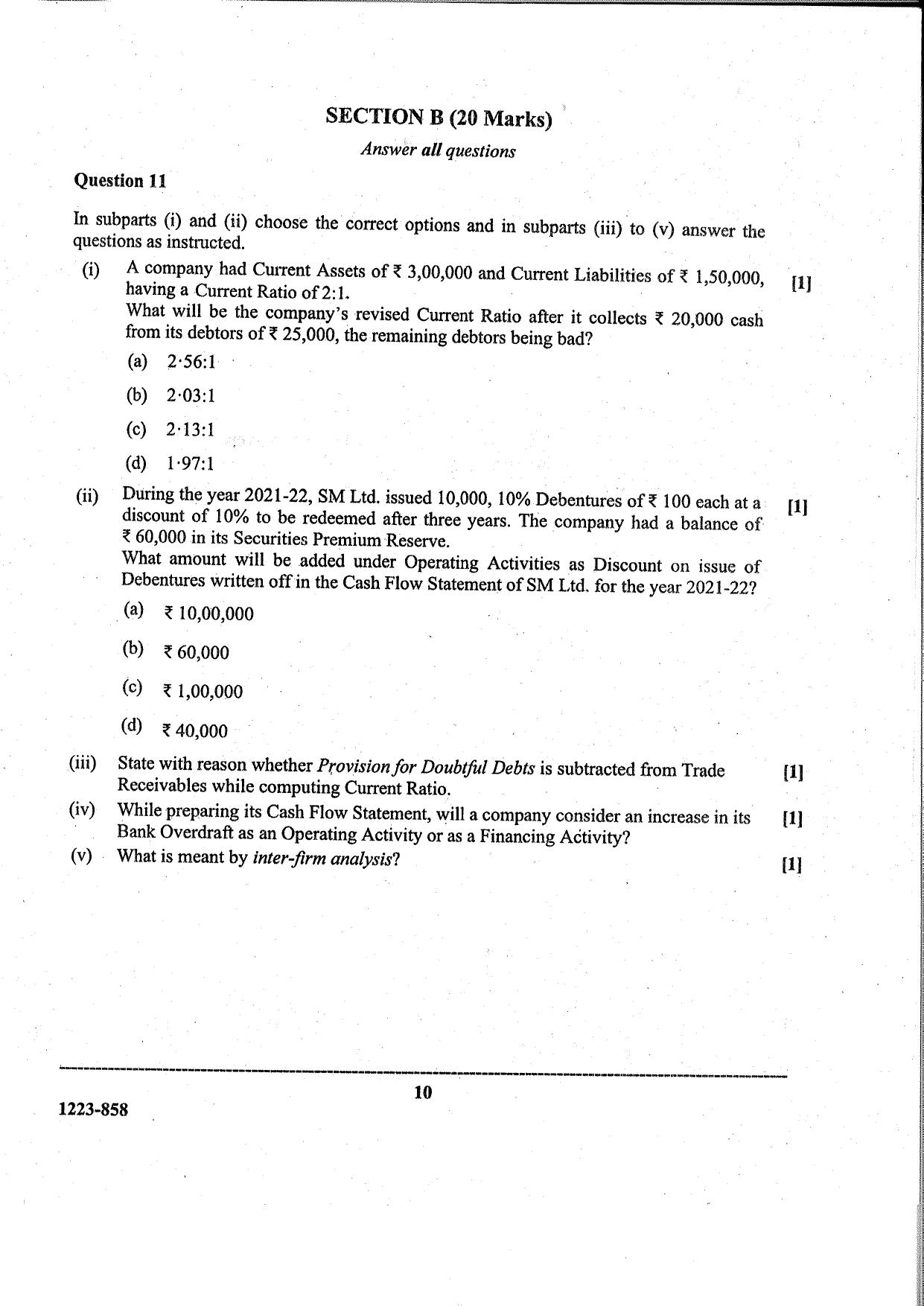 ISC Class 12 Accounts 2023 Question Paper - Page 10