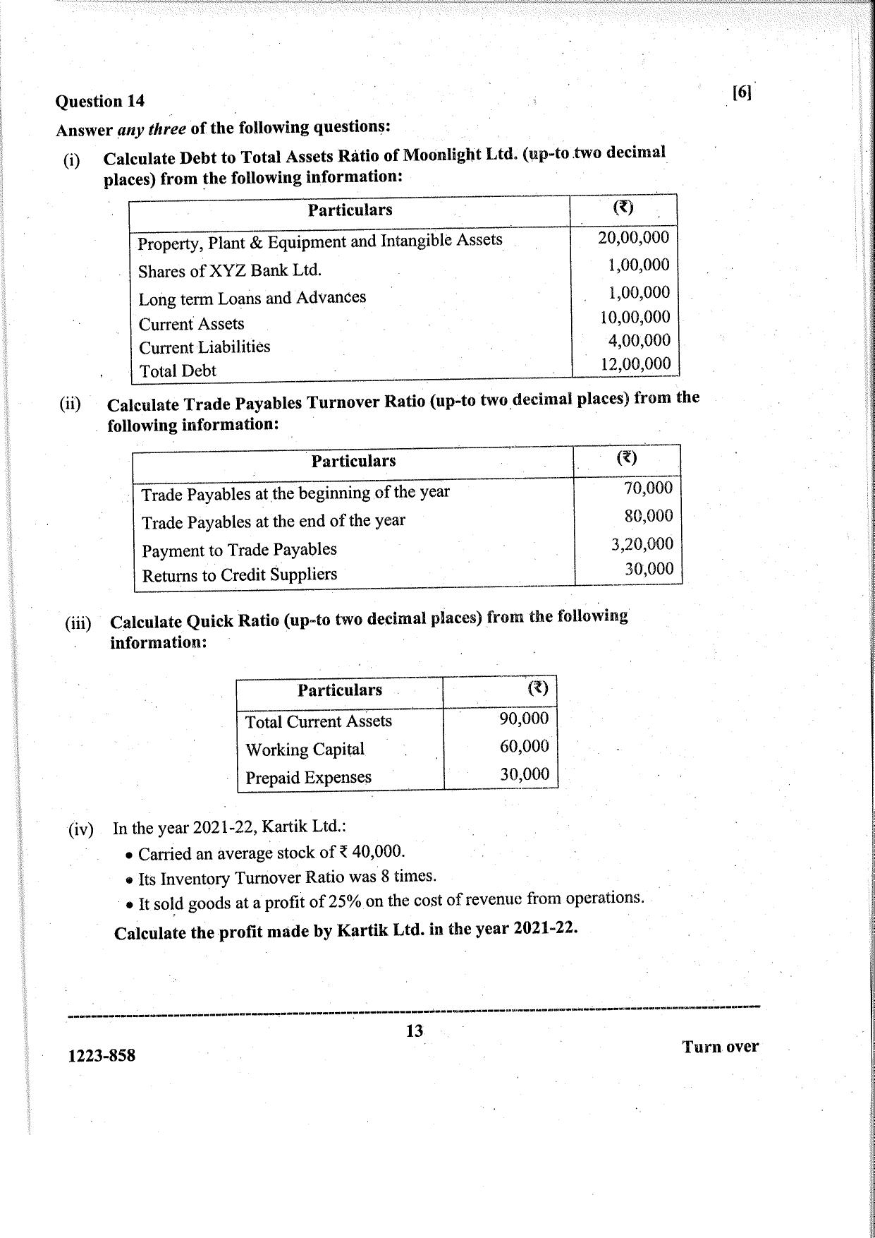 ISC Class 12 Accounts 2023 Question Paper - Page 13