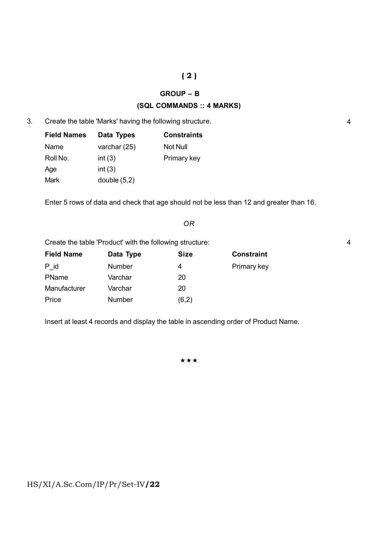 Meghalaya Board (MBOSE) Class 11 Informatic Practices Set I to Set VII (practical) 2022 Question Paper - Page 9